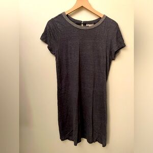 Gray t-shirt dress with beaded collar design